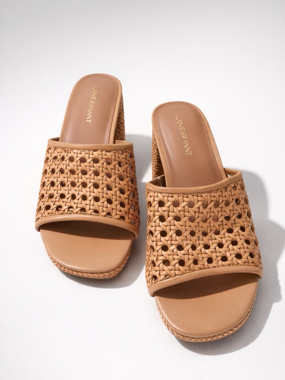 Lane Bryant Tan Woven Slide Mules